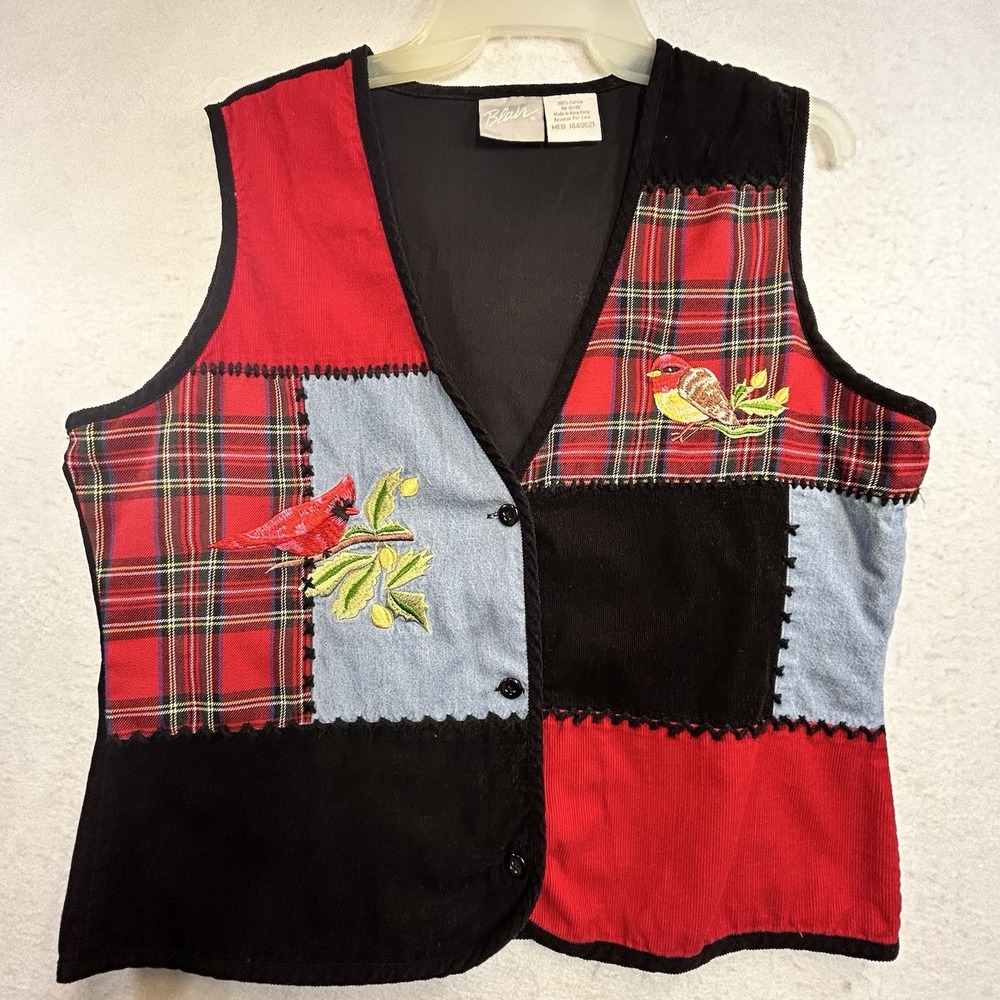 Vintage Blair Women's Cardinal Corduroy 100% Cotton Teacher Vest Size M
